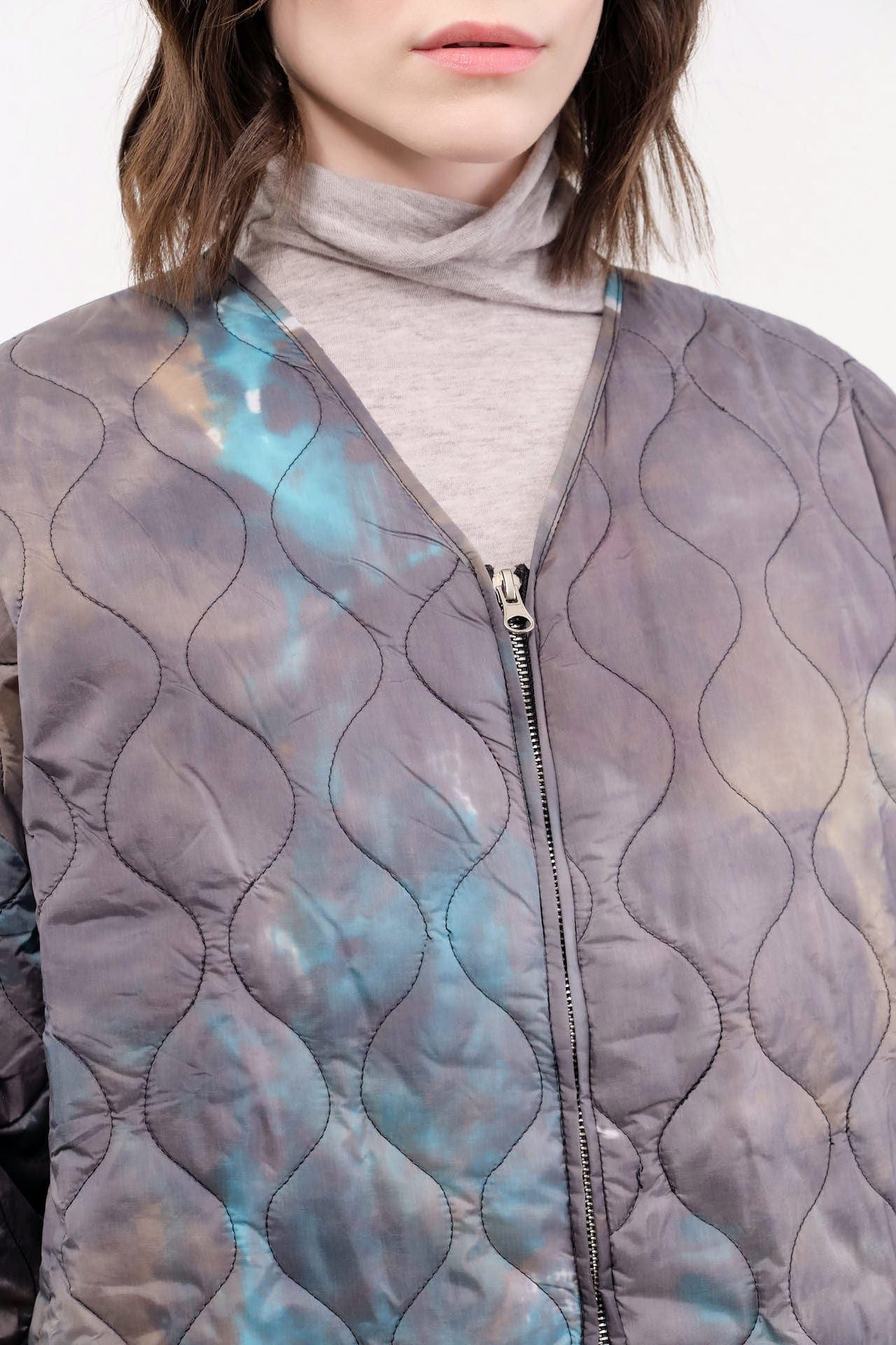 F Cashmere Apparel Womens Outerwear Kat Jacket in Blue/Grey