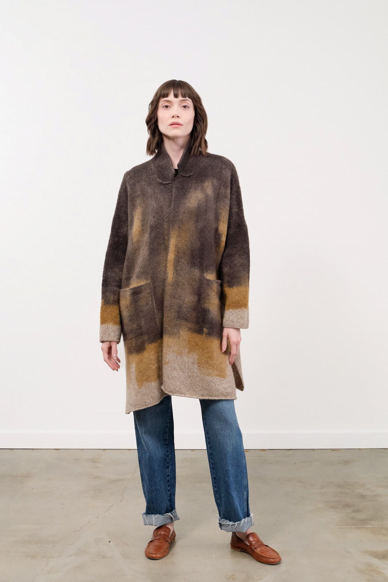 F Cashmere Apparel Womens Sweaters Luna Cardigan in Brown