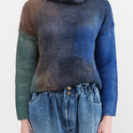 F Cashmere Apparel Womens Sweaters Luna Turtleneck Sweater in Blues