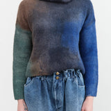 F Cashmere Apparel Womens Sweaters Luna Turtleneck Sweater in Blues