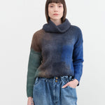 F Cashmere Apparel Womens Sweaters Luna Turtleneck Sweater in Blues