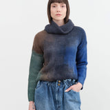 F Cashmere Apparel Womens Sweaters Luna Turtleneck Sweater in Blues