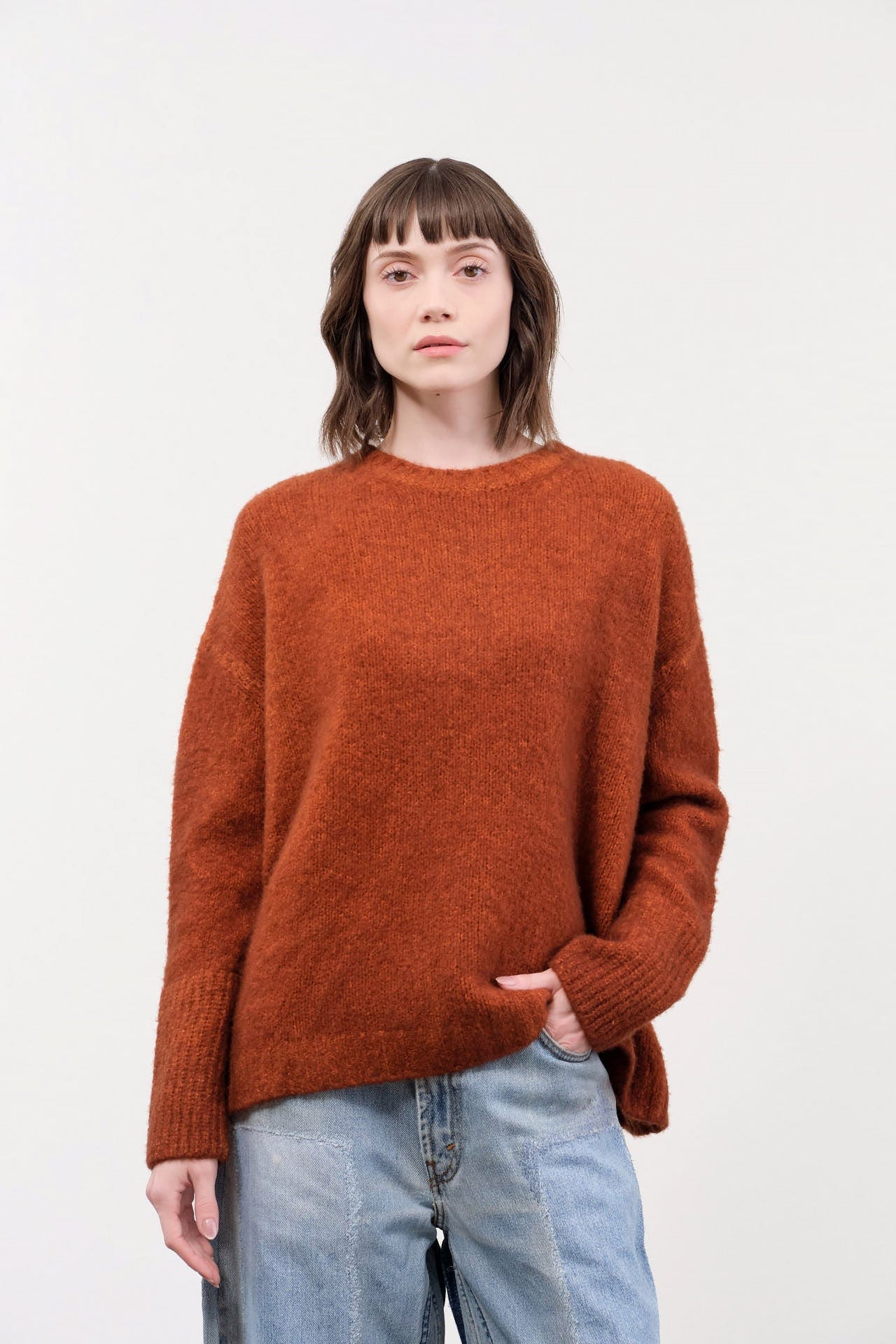 F Cashmere Apparel Womens Sweaters Marianne Sweater in Burnt Sienna