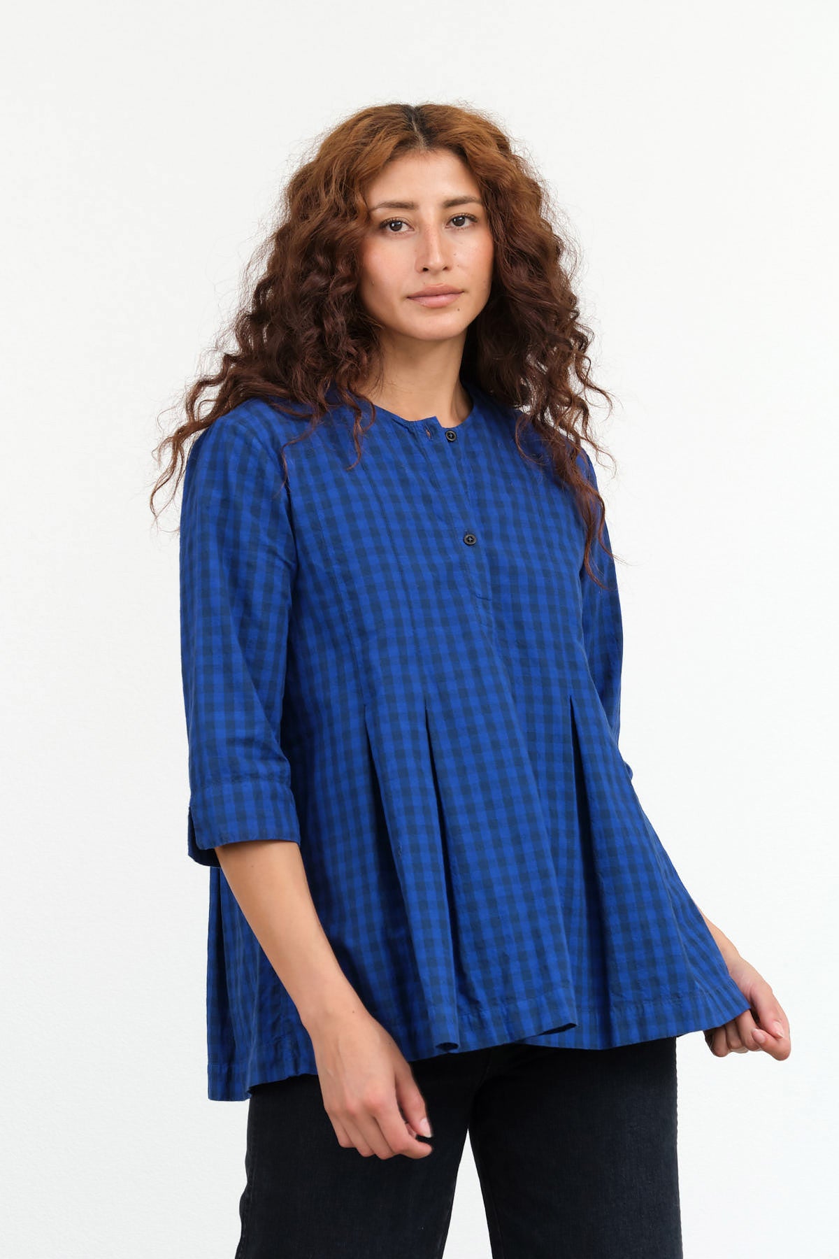 Fabiana Pigna Aparo Blouse in Indigo Gingham