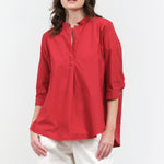 Styled view of Bibi Blouse in Crimson