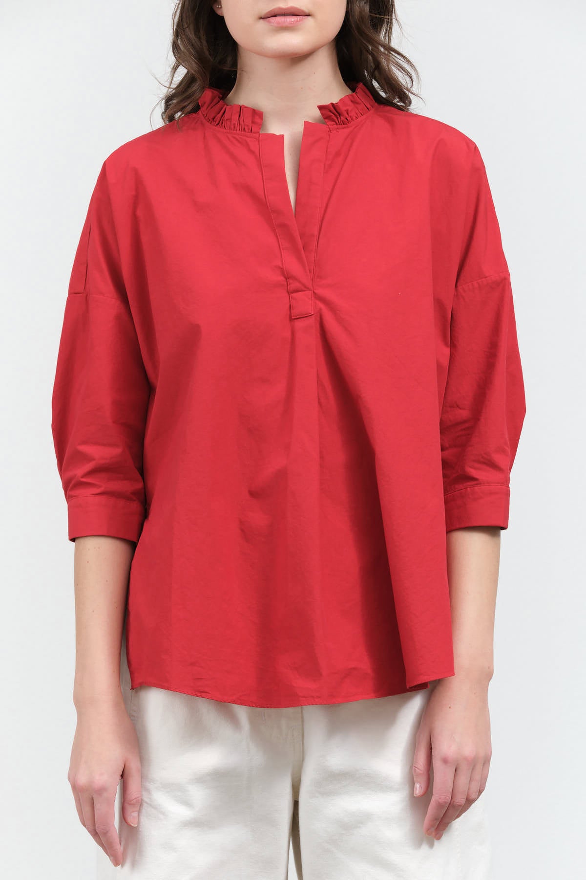 Front view of Bibi Blouse in Crimson