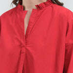 Collar view of Bibi Blouse in Crimson