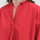 Collar view of Bibi Blouse in Crimson