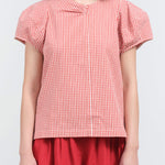 Front view of Calita Blouse in Red Gingham