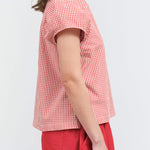 Side view of Calita Blouse in Red Gingham