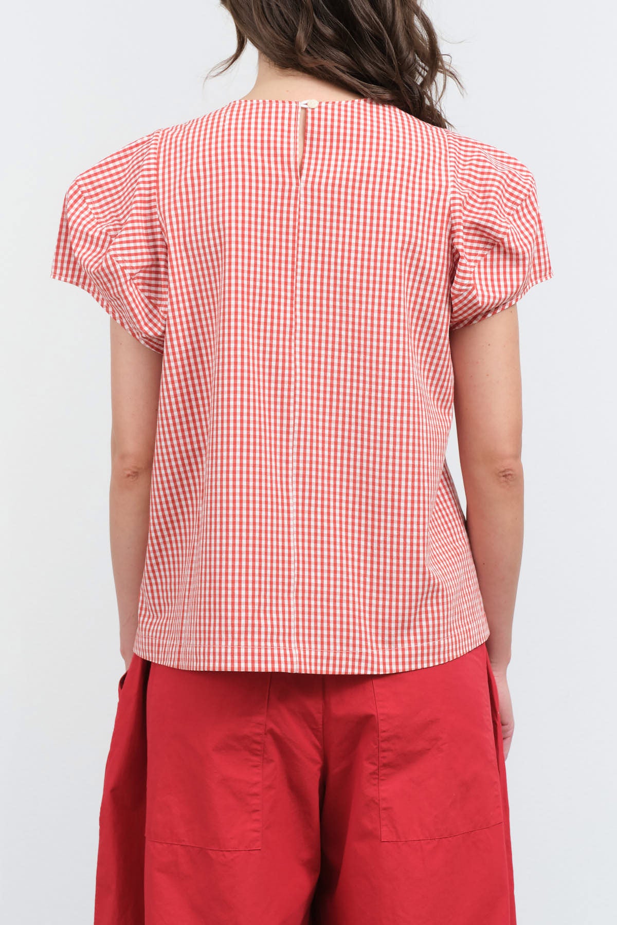 Back view of Calita Blouse in Red Gingham