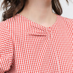 Collar view of Calita Blouse in Red Gingham