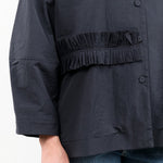 Boxy Button Up Hisa Blouse with Ruffle Detail in Onyx Black Fabiana Pigna Designer Brand 