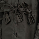 Scarab Dark Green Button Up Mela Blouse With Bows Detailing by Fabiana Pigna Designer Brand