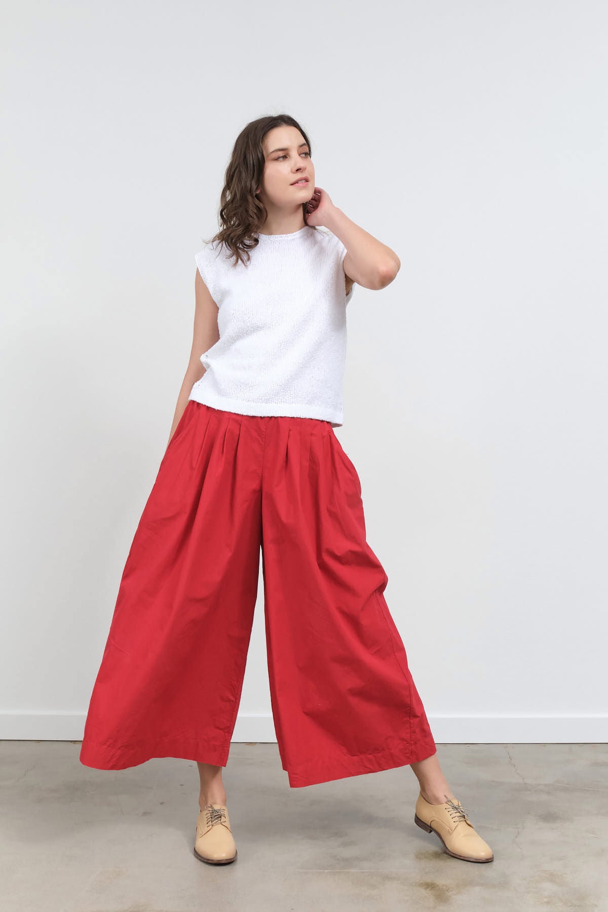 Styled view of Rosen Pant in Crimson