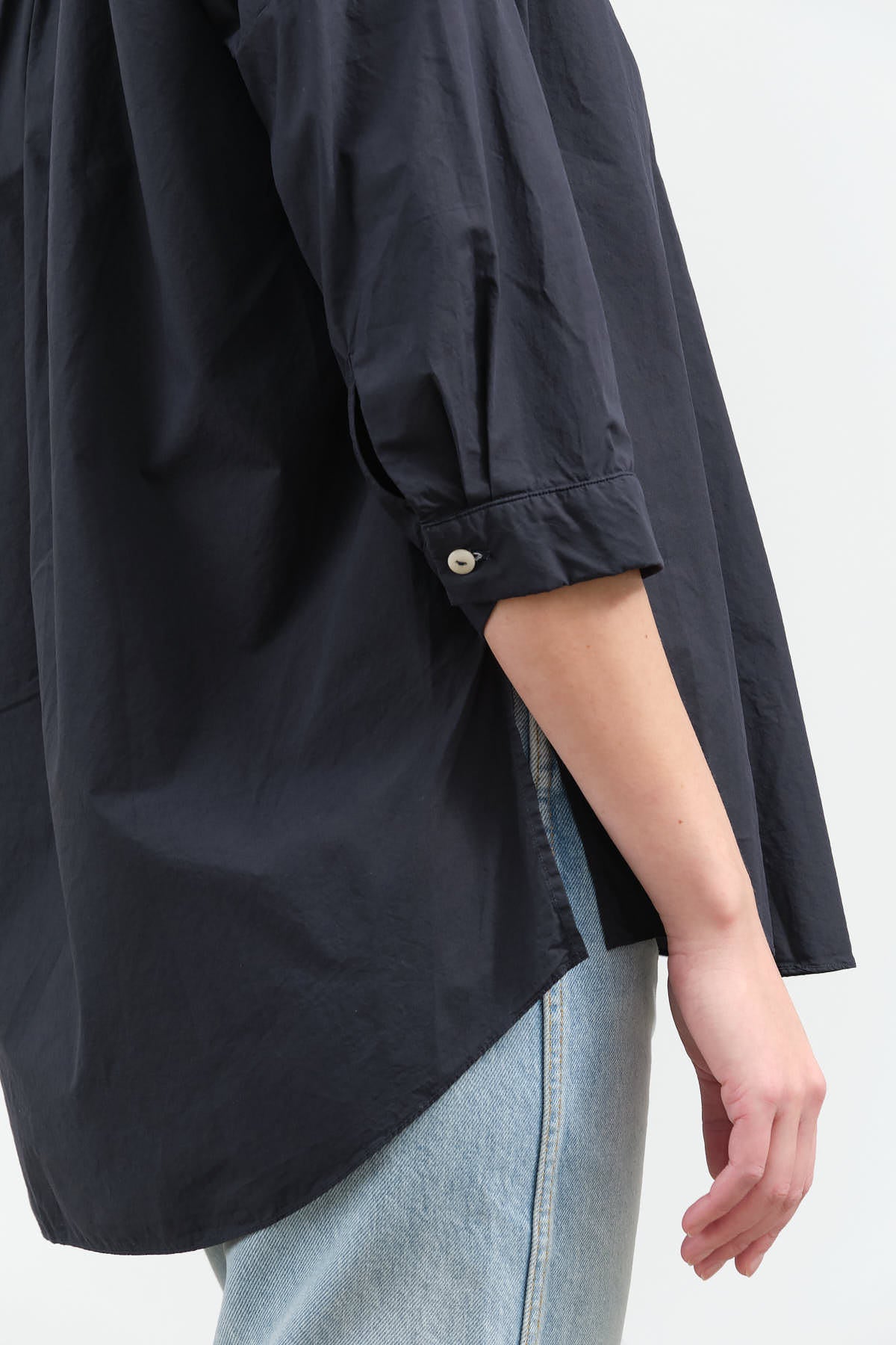 Sleeve view of Taro Blouse in Ink