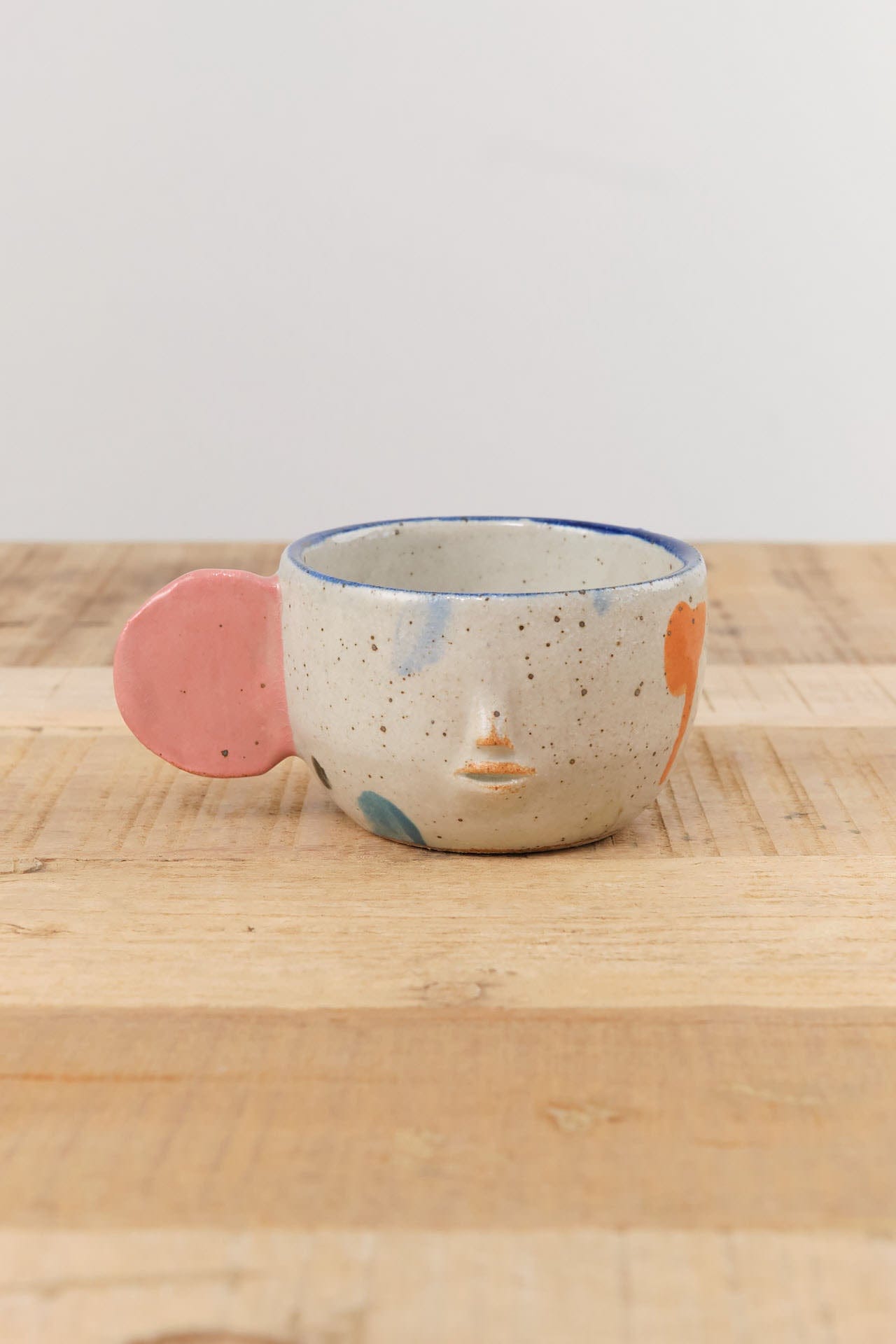 Rami Kim Studio Home CoffeeTea Face Mug with Flat Handle Pink x Blue