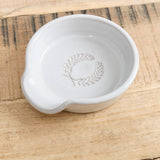 White Stoneware Laurel Spoon Rest by Farmhouse Pottery