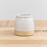 Mini Beehive Crock in White Glaze and Raw Stoneware on The Base by Farmhouse Pottery Ceramics 