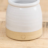 Farmhouse Pottery Ceramics Mini Beehive Crock in White Glaze and Raw Stoneware on The Base