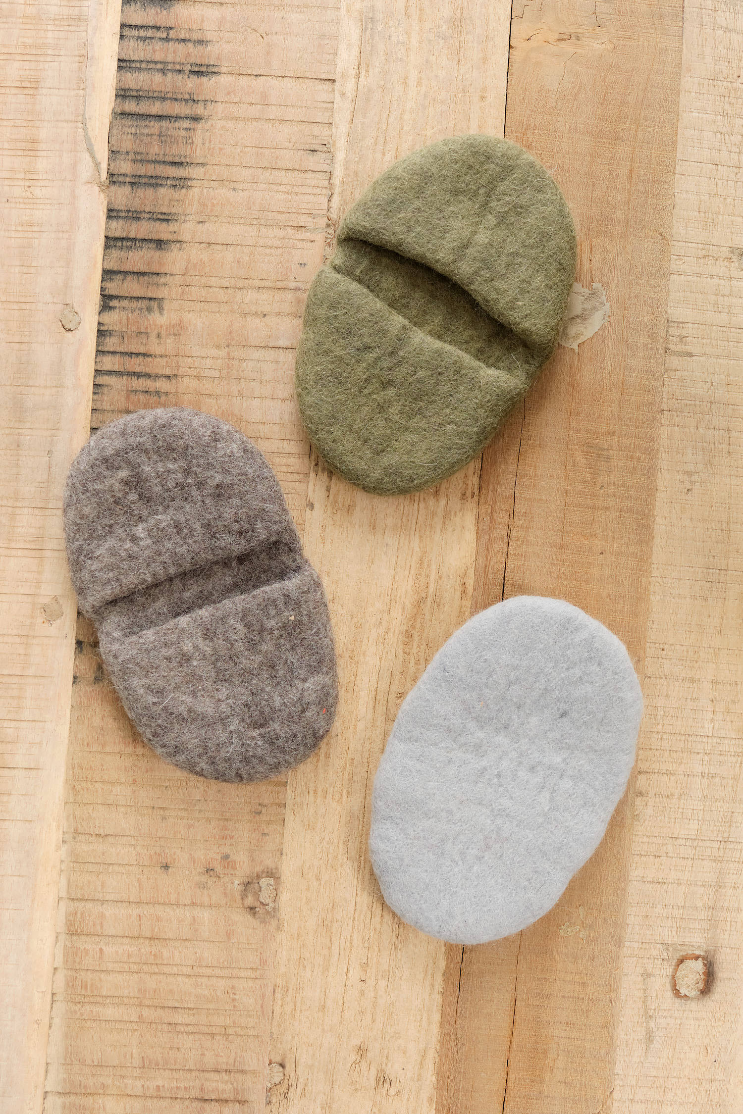 Artisan Felt Potholders in Stone Pebble Grey and Olive by Farmhouse Pottery 