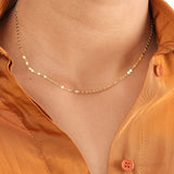 Carrie Hoffman Flat Oval Disc Necklace in 14k Gold 