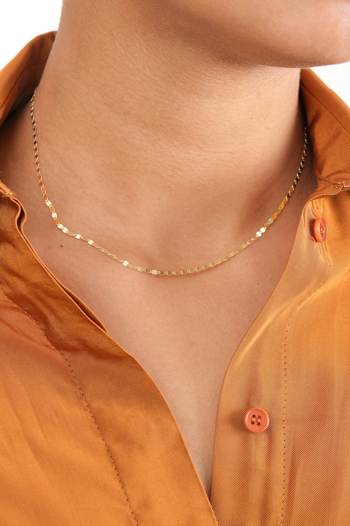 Carrie Hoffman Flat Oval Disc Necklace in 14k Gold 