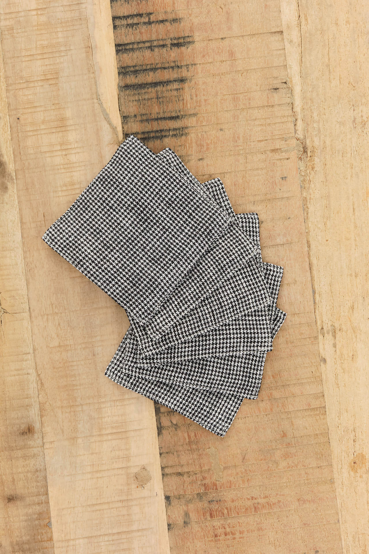Fog Linen Work Home Kitchen Coasters Linen Coasters Set Houndstooth / Set of 6