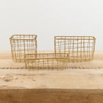 Fog Linen Work Home Baskets Shallow Rectangle Brass Basket Brass / 7.25" L X 4" W X 2.25" H