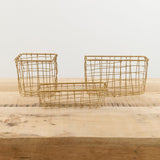 Fog Linen Work Home Baskets Shallow Rectangle Brass Basket Brass / 7.25" L X 4" W X 2.25" H