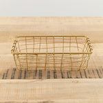 Fog Linen Work Home Baskets Shallow Rectangle Brass Basket Brass / 7.25" L X 4" W X 2.25" H