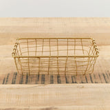 Fog Linen Work Home Baskets Shallow Rectangle Brass Basket Brass / 7.25" L X 4" W X 2.25" H