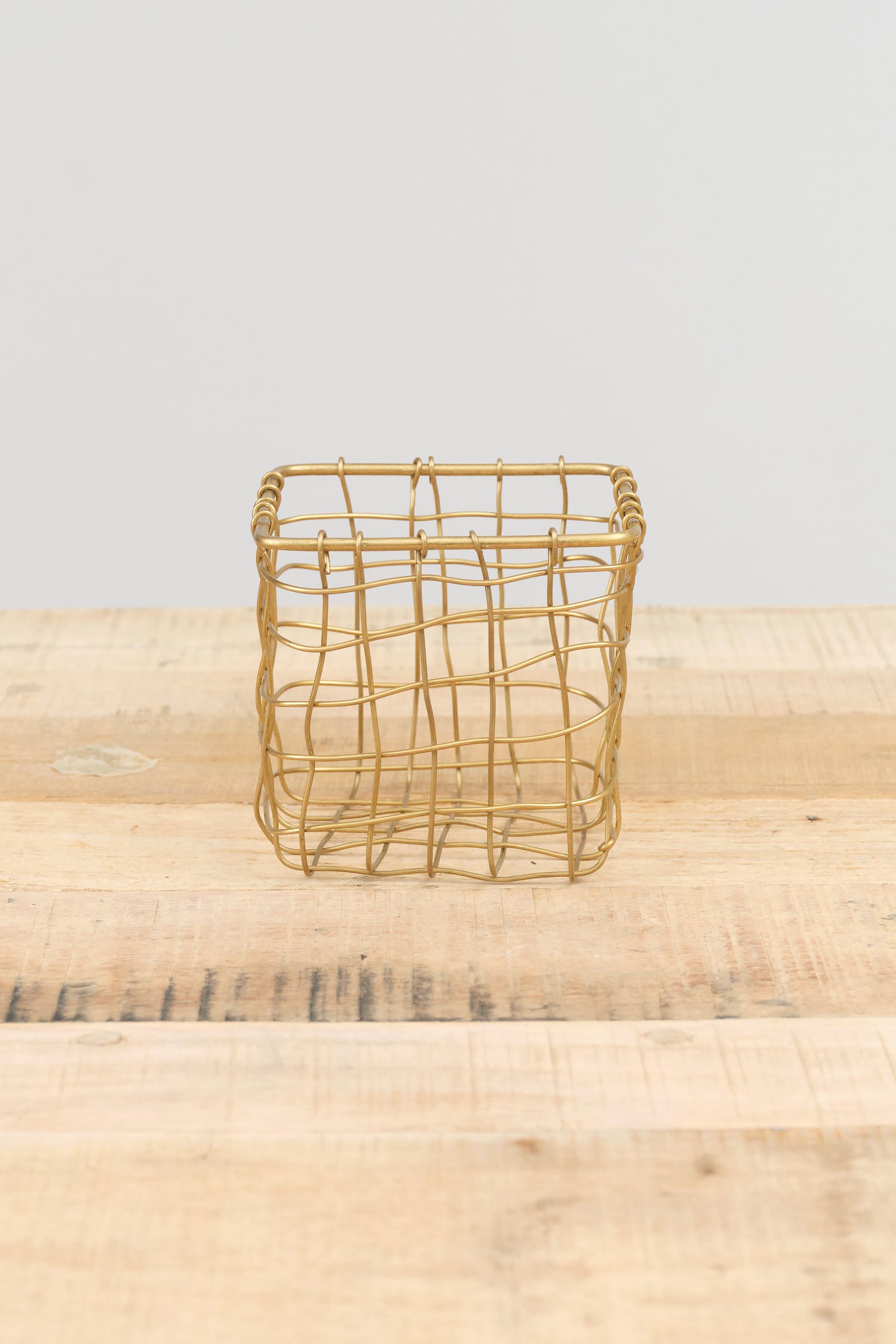 Fog Linen Work Square Brass Basket