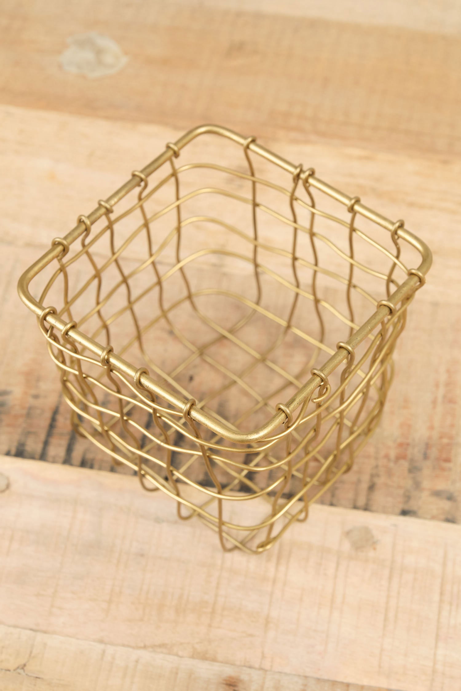 Fog Linen Work Home Baskets Square Brass Basket Brass / 4.5" L X 4.5" W X 4.25" H