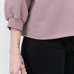 Oversized Cropped Fond Sweatshirt in Mauve Purple by Designer Brand Rachel Comey 