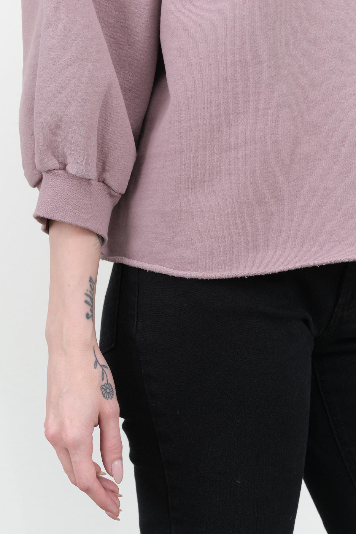 Oversized Cropped Fond Sweatshirt in Mauve Purple by Designer Brand Rachel Comey 