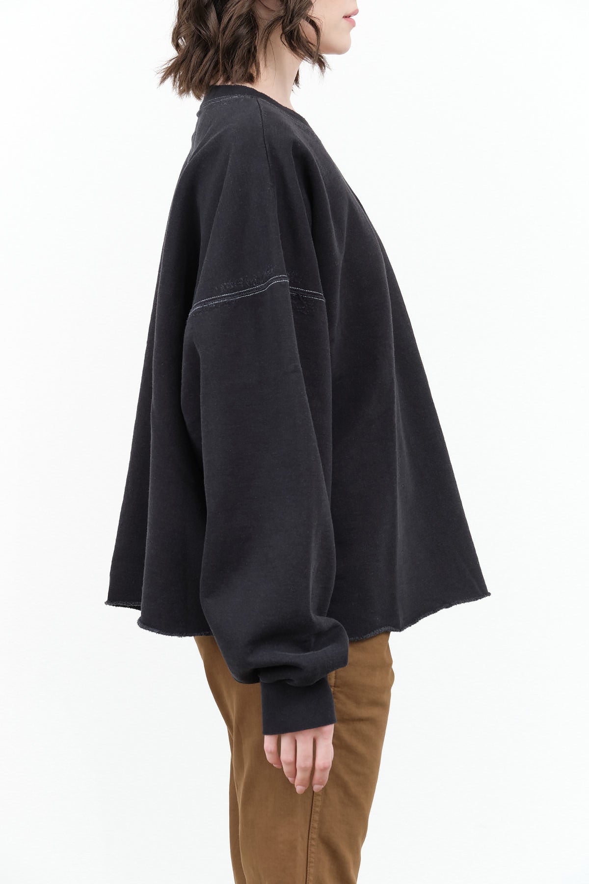 Designer Brand Rachel Comey Long Sleeve Oversized Fonder Sweatshirt in Charcoal Black