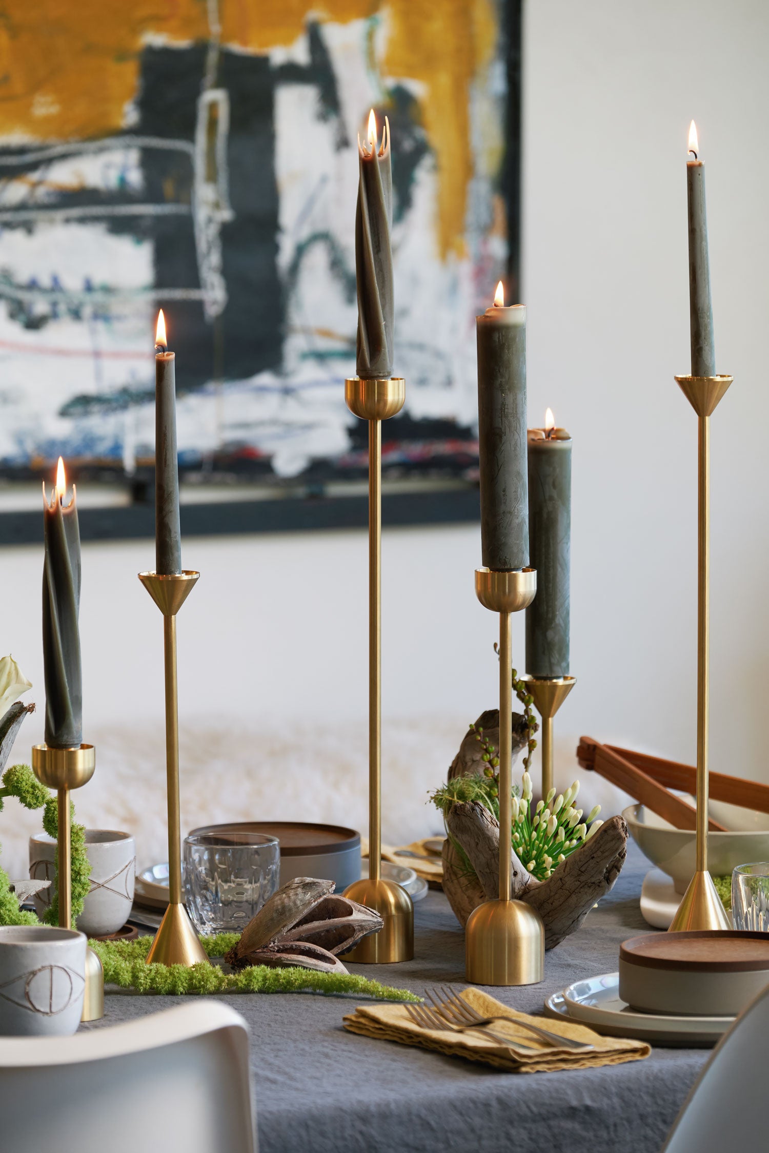 Fort Standard Large Spindle Candle Holder in Brass