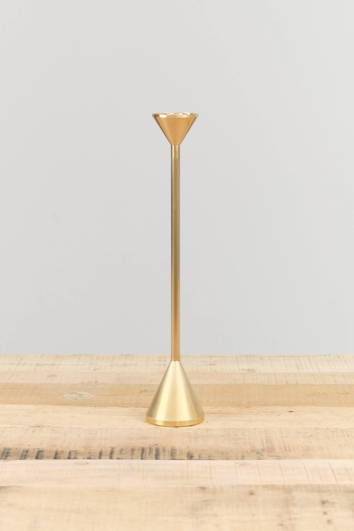 Medium Spindle Candle Holder Cone in Brass by Fort Standard