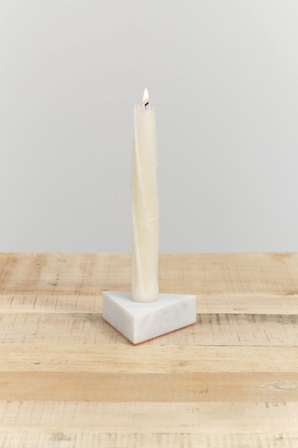 Fort Standard Triangle Marble Candle Holder in White Carrara Marble 
