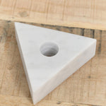 Triangle Marble Candle Holder by Fort Standard in White Carrara Marble