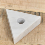 Triangle Marble Candle Holder by Fort Standard in White Carrara Marble