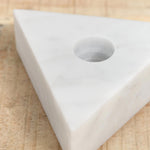 White Carrara Triangle Marble Candle Holder by Fort Standard