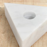 White Carrara Triangle Marble Candle Holder by Fort Standard