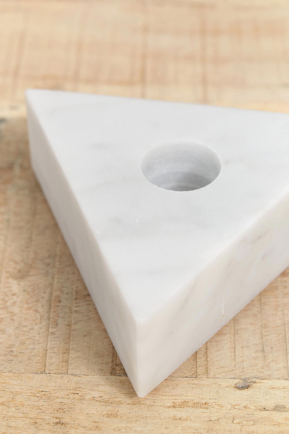 White Carrara Triangle Marble Candle Holder by Fort Standard