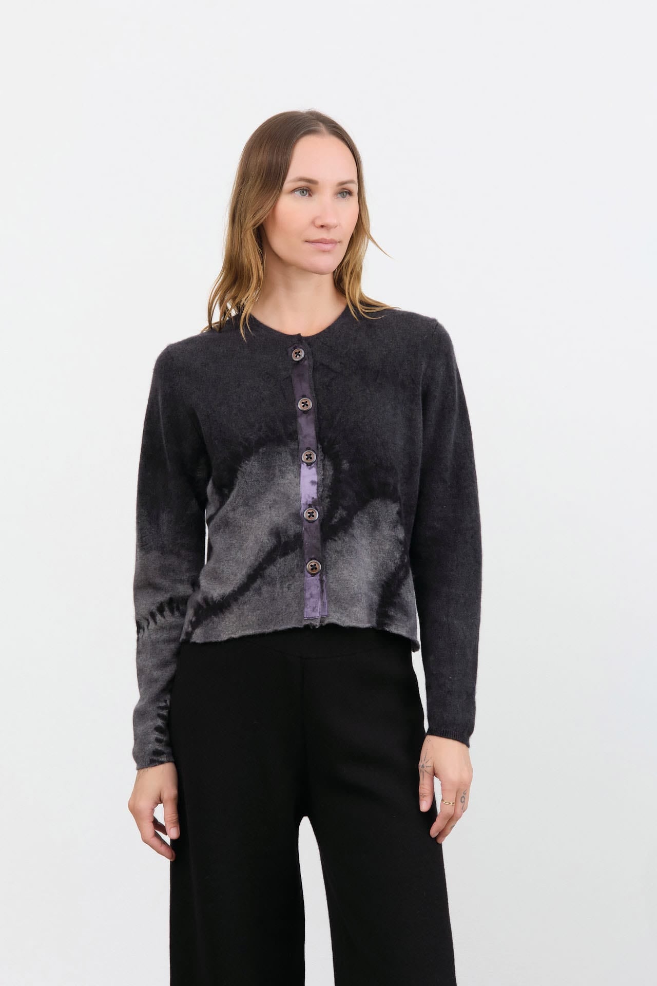 Galadriel Mattei Apparel Womens Sweaters Billows Deconstructed Crew Relaxed Crop Sweater