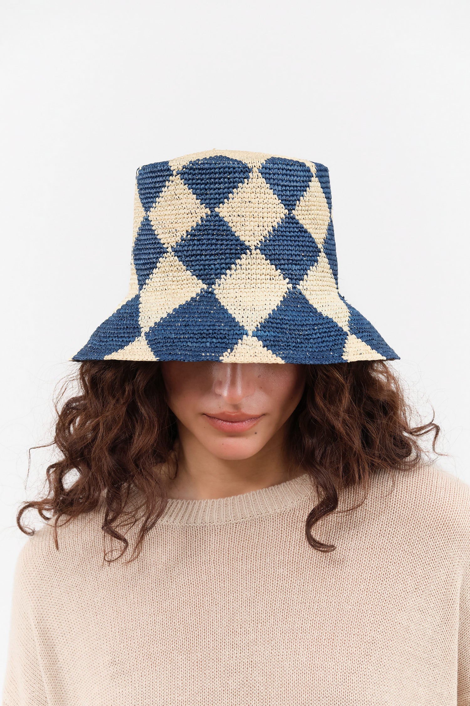 Greenpacha Designer Brand Grecia Blue Hat in Palm Fibers