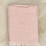 Hale Mercantile Home Bedding Crush Linen Throw Blanket Rosa / 63" L X 83" W