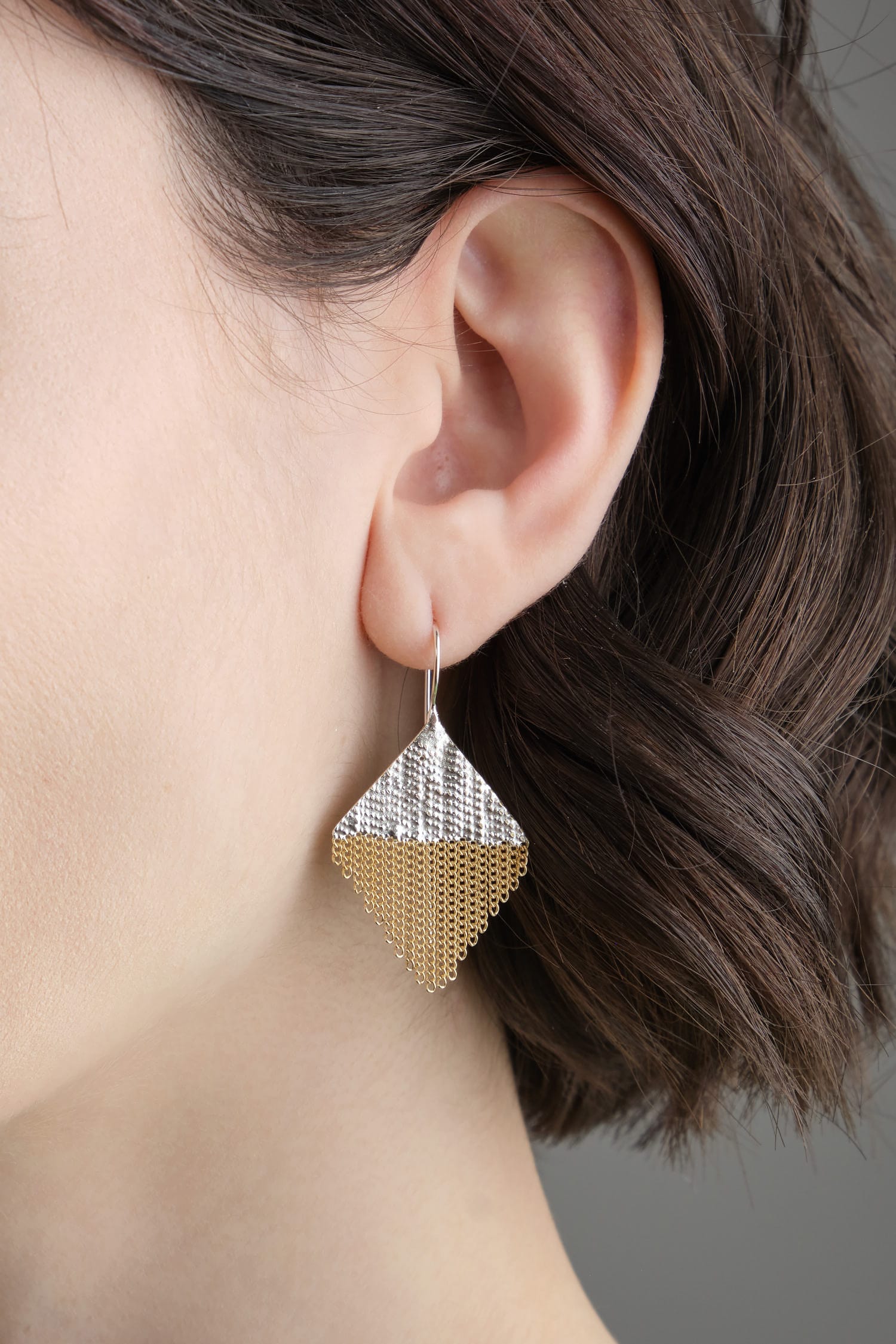Hannah Keefe Jewelry Earrings Small Confetti Earrings in Brass Brass Chain and Silver Solder / Pair