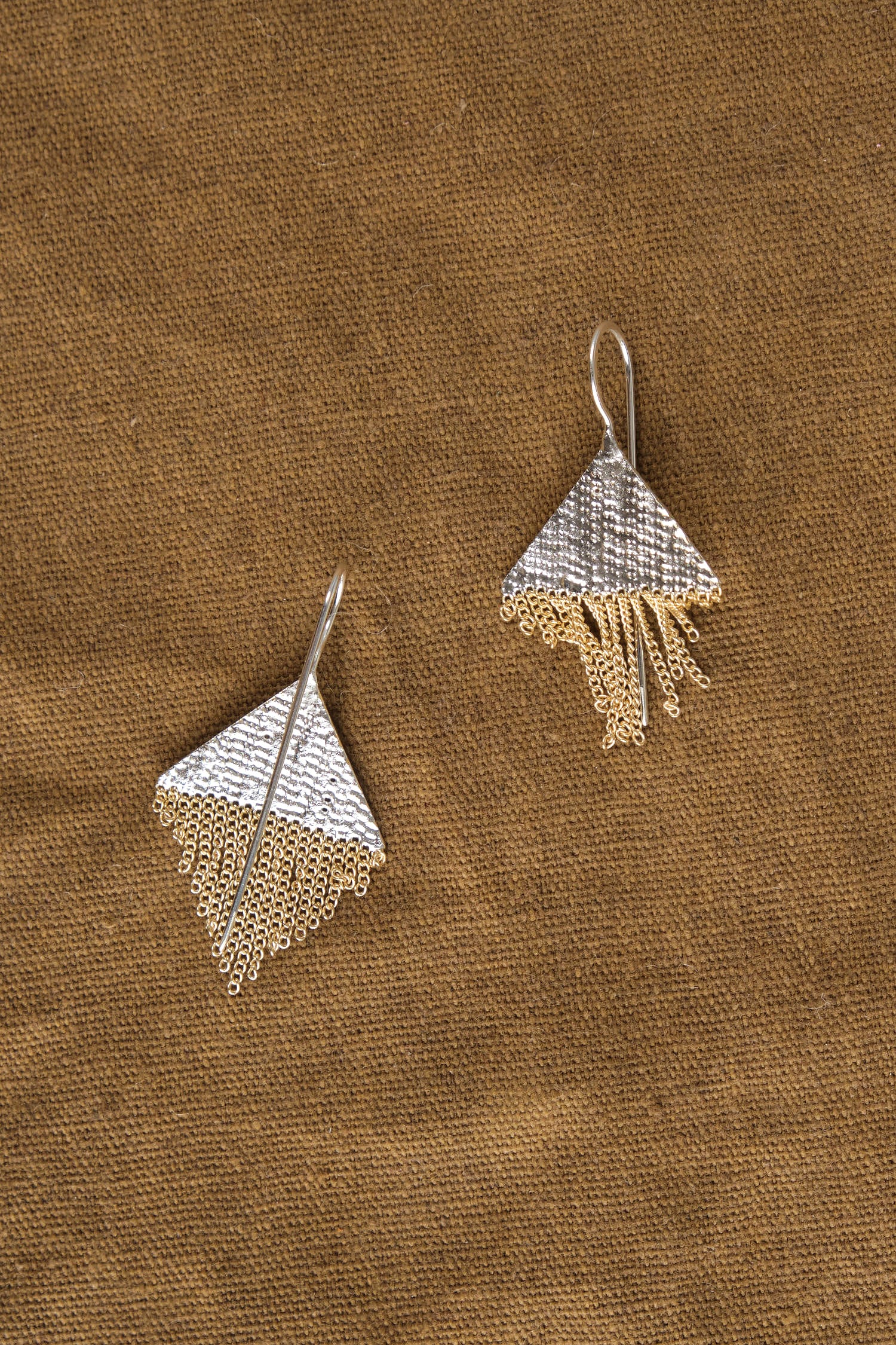 Hannah Keefe Jewelry Earrings Small Confetti Earrings in Brass Brass Chain and Silver Solder / Pair